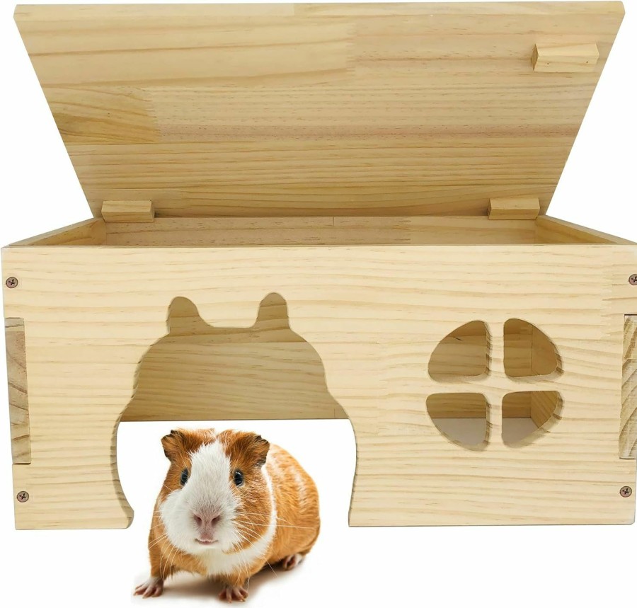 Small Animal CAREUPET | Wooden Guinea Pig Hideout, Chinchilla House, Baby Rabbit House, Dwarf Bunny Hut Hideout Wood, Small Animal Hideout For Rats, Hedgehog