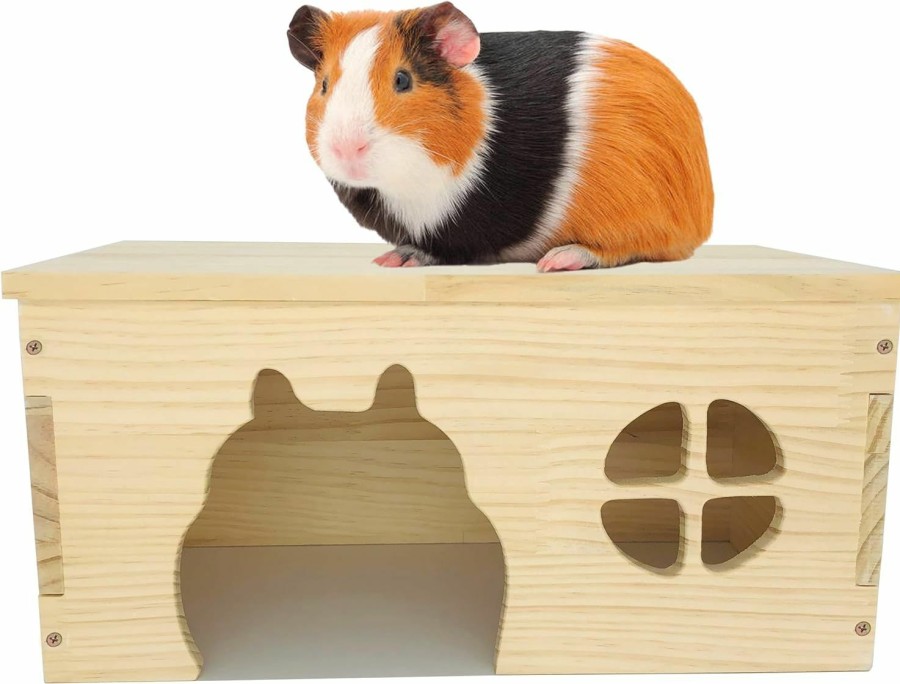 Small Animal CAREUPET | Wooden Guinea Pig Hideout, Chinchilla House, Baby Rabbit House, Dwarf Bunny Hut Hideout Wood, Small Animal Hideout For Rats, Hedgehog