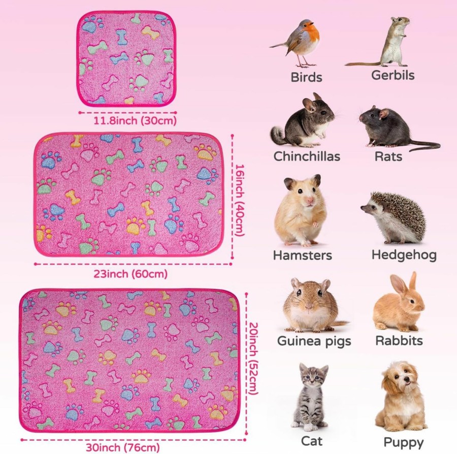 Small Animal Ladadee | Ladadee Waterproof Guinea Pig Blankets, 1 Pack 3 Washable Guinea Pig Fleece Cage Liners, Soft & Super Absorbent Bedding Mats For Hamster Rabbit Chinchilla Cage Accessories -23\"*16\"