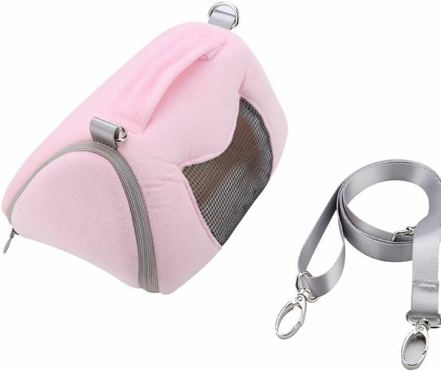 Small Animal HEEPDD | Hamster Carrier Bag Small Animals Outdoor Travel Carrier Pouch With Zipper And Adjustable Single Shoulder Strap For Gerbil Guinea Pig Rat Hedgehog Squirrel Chinchilla Ferret(Pink) Carriers