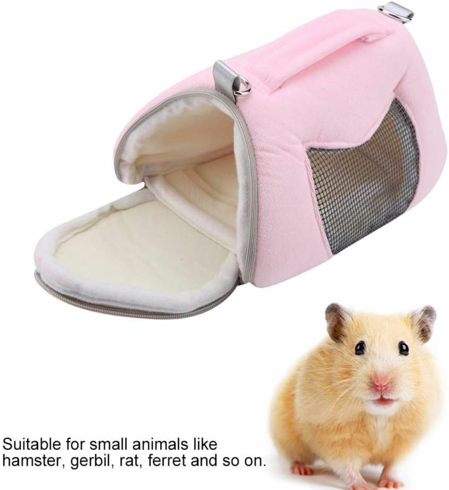 Small Animal HEEPDD | Hamster Carrier Bag Small Animals Outdoor Travel Carrier Pouch With Zipper And Adjustable Single Shoulder Strap For Gerbil Guinea Pig Rat Hedgehog Squirrel Chinchilla Ferret(Pink) Carriers