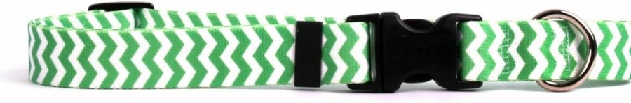 Small Animal Yellow Dog Design | Yellow Dog Design Chevron-Lime Dog Collar Fits Neck 14 To 20\", Medium 1\" Wide