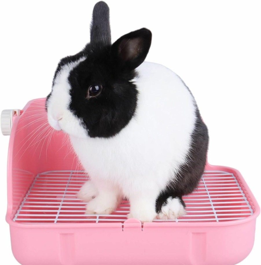 Small Animal RUBYHOME | Rubyhome Rabbit Litter Box Toilet, Plastic Square Cage Box Potty Trainer Corner Litter Bedding Box Pet Pan For Small Animals, Rabbits, Guinea Pigs, Chinchilla, Ferret, Galesaur, 11.4 Inches (Green)