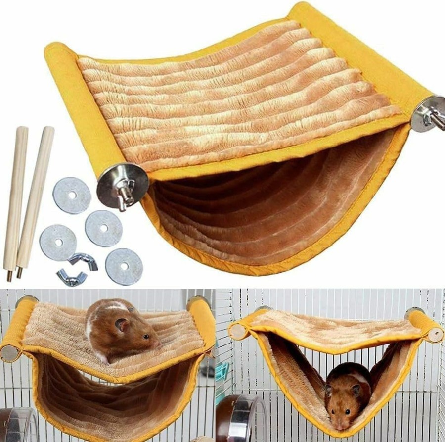 Small Animal FunMove | Warm Hamster Hammock House Mouse Rat Hanging Swing Bed Guinea Pig Cage Bedding Small Pet Animal Double Layer Cage Tent Hut Nest For Winter Mouse Rat Hamster Play Sleep