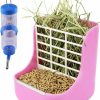 Small Animal Hamiledyi | Hamiledyi Rabbit Hay Feeder Rack,Bunny Water Bottles Dispenser, 2 In 1 Feeder Bowls Small Animal Grass/Food Bin For Rabbit Chinchilla Guinea Pig.