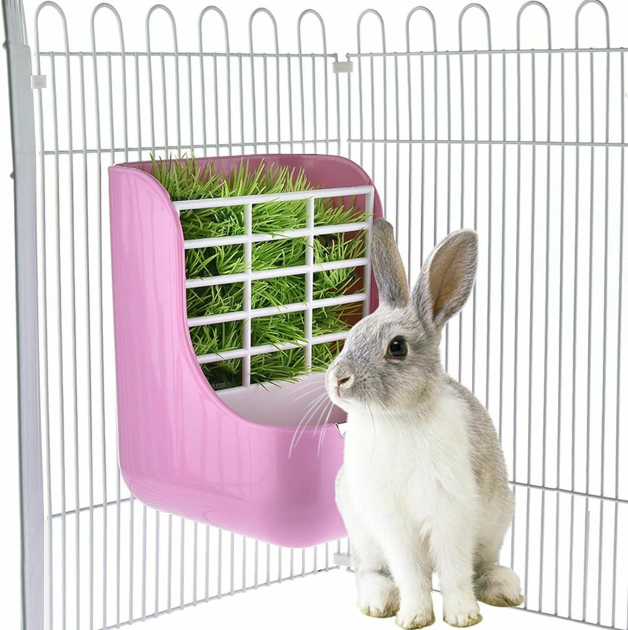 Small Animal Hamiledyi | Hamiledyi Rabbit Hay Feeder Rack,Bunny Water Bottles Dispenser, 2 In 1 Feeder Bowls Small Animal Grass/Food Bin For Rabbit Chinchilla Guinea Pig.