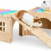 Small Animal Bienbee | Bienbee Guinea Pig Hideout, 5Pcs Wodden Hamster Hideout Set, Large Spacious 2Pcs Rabbit House With Stairs, Soft Rabbit Hideout With 2Pcs Cushion For Guinea Pig, Chinchilla, Hamsters, Bunny