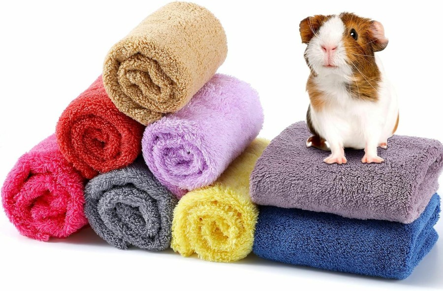 Small Animal Buryeah | 8 Pieces Guinea Pigs Blankets Guinea Pig Accessories Hamster Fleece Cage Liners Small Animal Bedding Mats Bathe Towels Warm Blankets For Guinea Pig Hamster Ferrets Hedgehogs