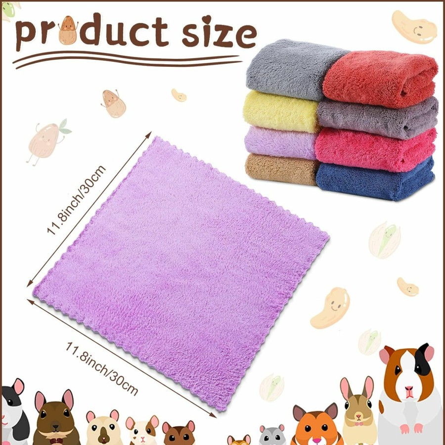 Small Animal Buryeah | 8 Pieces Guinea Pigs Blankets Guinea Pig Accessories Hamster Fleece Cage Liners Small Animal Bedding Mats Bathe Towels Warm Blankets For Guinea Pig Hamster Ferrets Hedgehogs