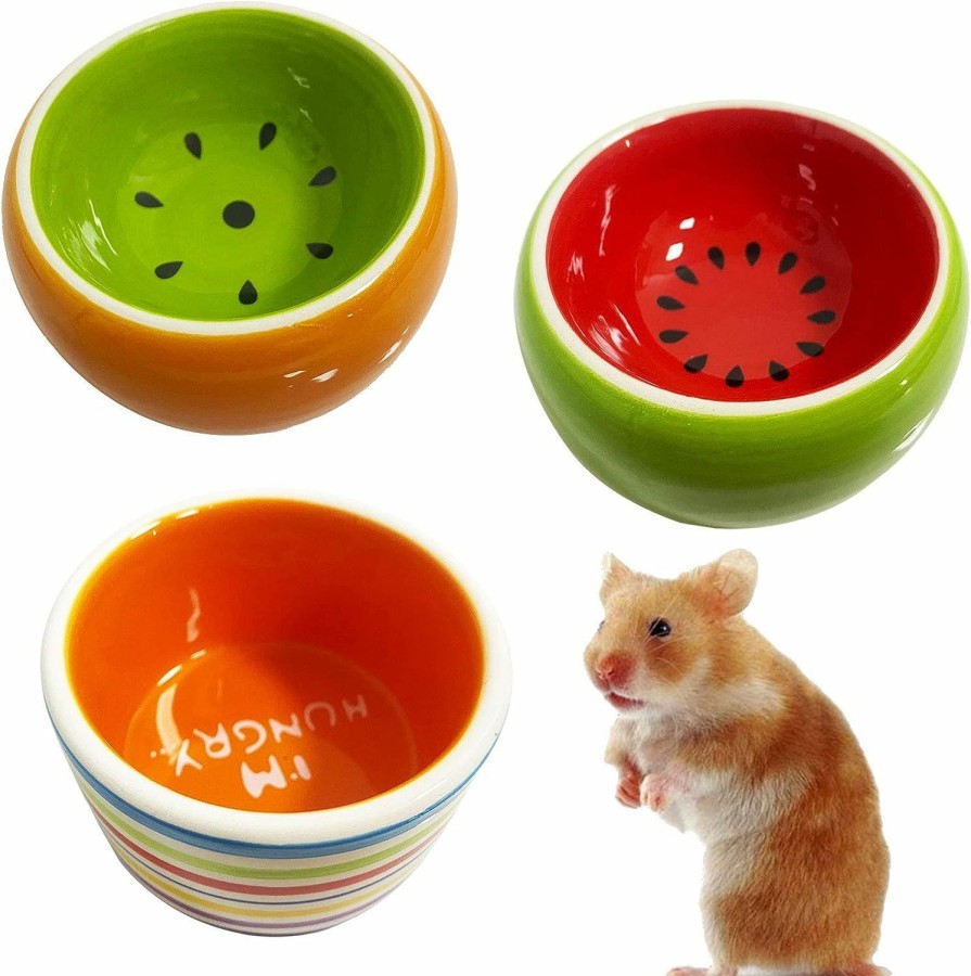 Small Animal kathson | Kathson Hamster Bowl Ceramic Small Animal Water Bowl Prevent Tipping Moving And Chewing Food Dish For Guinea Pig Gerbil Ferret Syrian Hamster Chinchilla Rat Hedgehog Bunny (3 Pcs)