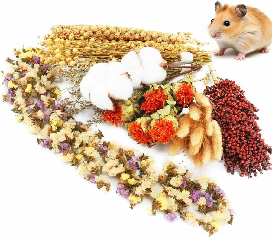 Small Animal SanmooAio | Sanmooaio Hamster Sprays And Forage,Natural Flower Herb Treat Grain Bedding,Habitat Decor Sprays Set For Hamsters/Birds/Dwarf/Syrian Gerbils/Mice/Lemming Degus Or Other Small Animals (Spring)