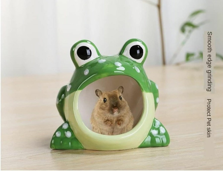 Small Animal WNZQK | Cool Hamster House Hideout Ceramics Strawberry Shape Bed Cute Small Animal Pet Squirrel Hedgehog Chinchilla Nest Hamster Cage Accessories