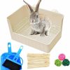 Small Animal Hamiledyi | Hamiledyi Rabbit Litter Box, Pets Plastic Squaretoilet, Rabbit Corner Trainer Potty With Small Animal'S Cage Clean Broom Molar Sweet Bamboo For Bunny Chinchillas Guinea Pigs (White)