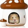 Small Animal BUCATSTATE | Bucatstate Hamster Hideout Ceramic, Mushroom Shape Hamster House And Habitats Cool Bed Ideal For All Season Dwarf Hamster Gerbil Mice Golden Bear (Brown-Large)