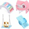 Small Animal Andy's Orchids | Andy'S Orchids 4 Pieces Hamster Toys Set Include Wooden Hamster House, Rainbow Bridge, Hamster Seesaw Toy Chew Corn For Small Animal Gerbil Hamster