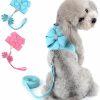 Small Animal SELMAI | Selmai Small Pet Dog Cat Bling Rhinestone Harness And Leash Set Bow Girls Soft Ultra Suede Leather, Adjustable/No Pull Pink Xl