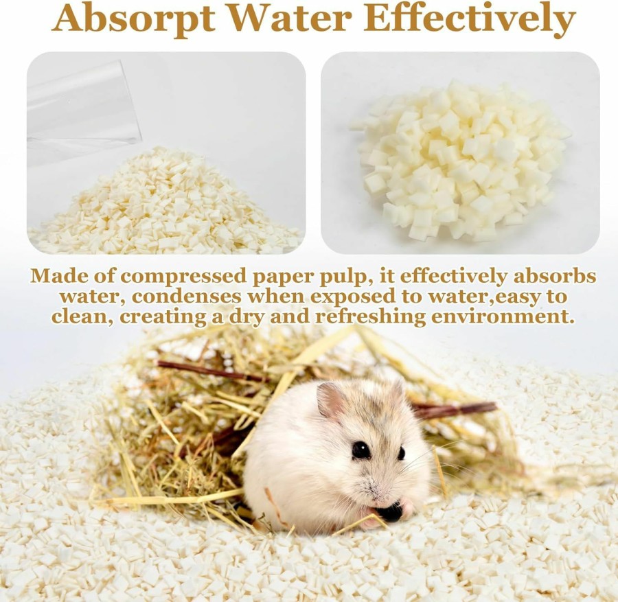 Small Animal Sukh | Sukh 15.5Oz White Natural Paper Bedding - Hamster Bedding Milk Block Bedding White Dwarf Hamster Bedding Hamster Bedding Set Small Pet Bedding With Odor Control For Guinea Pigs, Gerbils And Rabbits