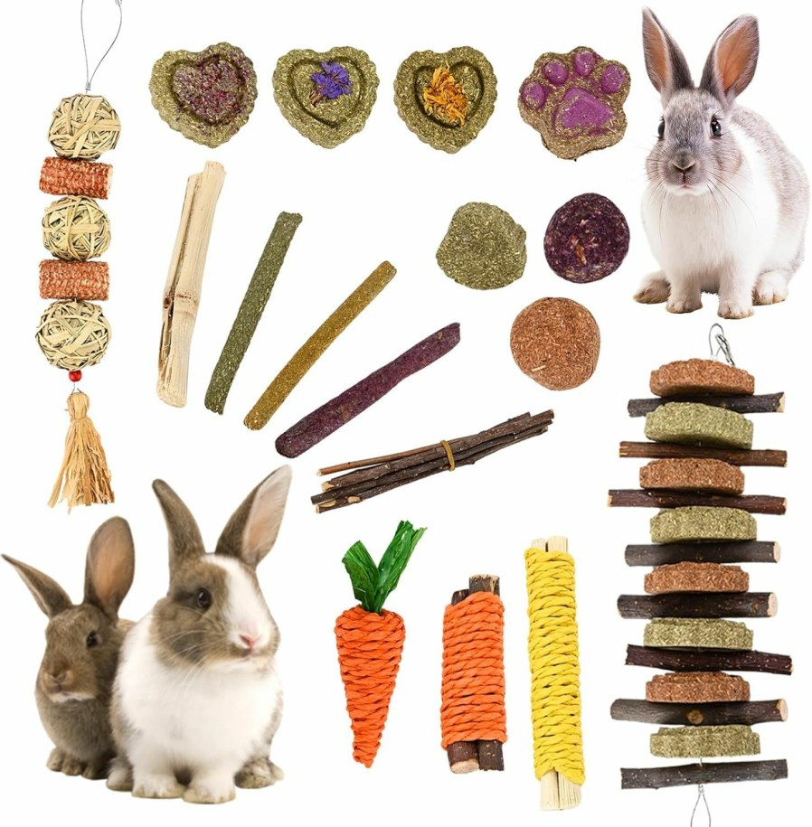 Small Animal AZELMADE | Azelmade 24Pcs Rabbit Toys, Cute Bunny Toys For Rabbits, Rich And Interesting Guinea Pig Toys, Hamster Toys And Chinchilla Toys