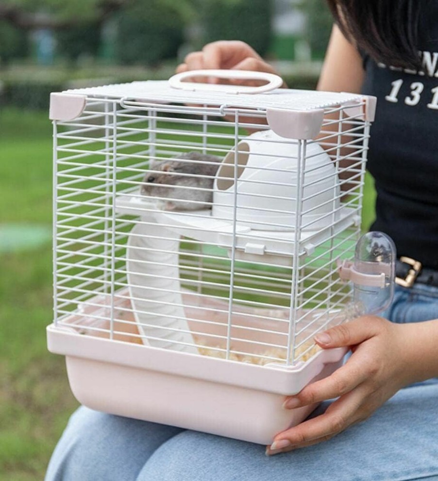 Small Animal Misyue | Misyue Dwarf Hamster Travel Portable Carrier Cage 2-Floors Syrian Hamster Home House Rodent Habitat Cage For Dwarf Hamster,Ferrets, Gerbil(Sky Blue)