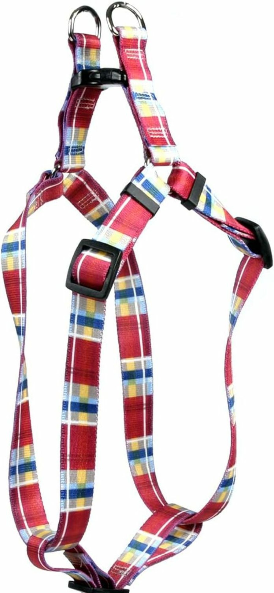 Small Animal Yellow Dog Design | Yellow Dog Design Madras Burgundy Roman H Dog Harness, Small/Medium-3/4 Wide Fits Chest Of 14 To 20\"