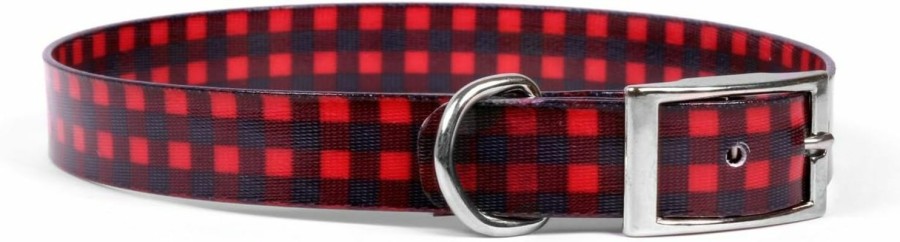 Small Animal Yellow Dog Design | Yellow Dog Design Buffalo Plaid Red Elements Dog Collar Fits Neck 20.5 To 24\", X-Large/1\" Wide