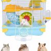 Small Animal Xylitic | Hamster Cage 2 Layers With Tunnels, Exercise Wheel And Hideout, Travel Small Animal Cage With Portable Carry Handle, Hamsters Cages And Habitats, Mice Gerbil Mouse Cage With Water Bottle, Food Cup