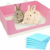 Small Animal Fhiny | Fhiny Large Rabbit Litter Box For Cage, Plastic Guinea Pig Ltter Pan With 6 Pcs Disposable Pee Pads Potty Trainer Corner Toilet Box For Bunny Guinea Pigs Ferrets Chinchillas Small Animals (White)