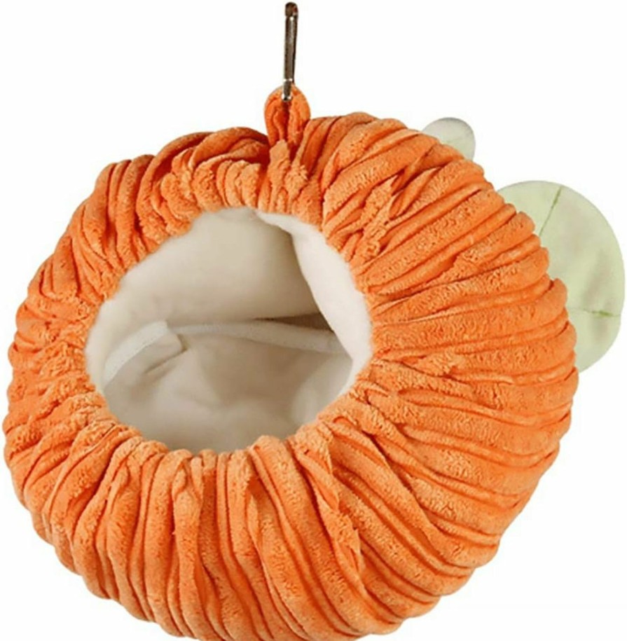 Small Animal balacoo | Balacoo Hamster Cage Hammock Warm Winter Pumpkin Shape Flannel Guinea Pig Hanging Cage Hedgehog Nest Soft Bed For Halloween Small Pet Animals (Orange)