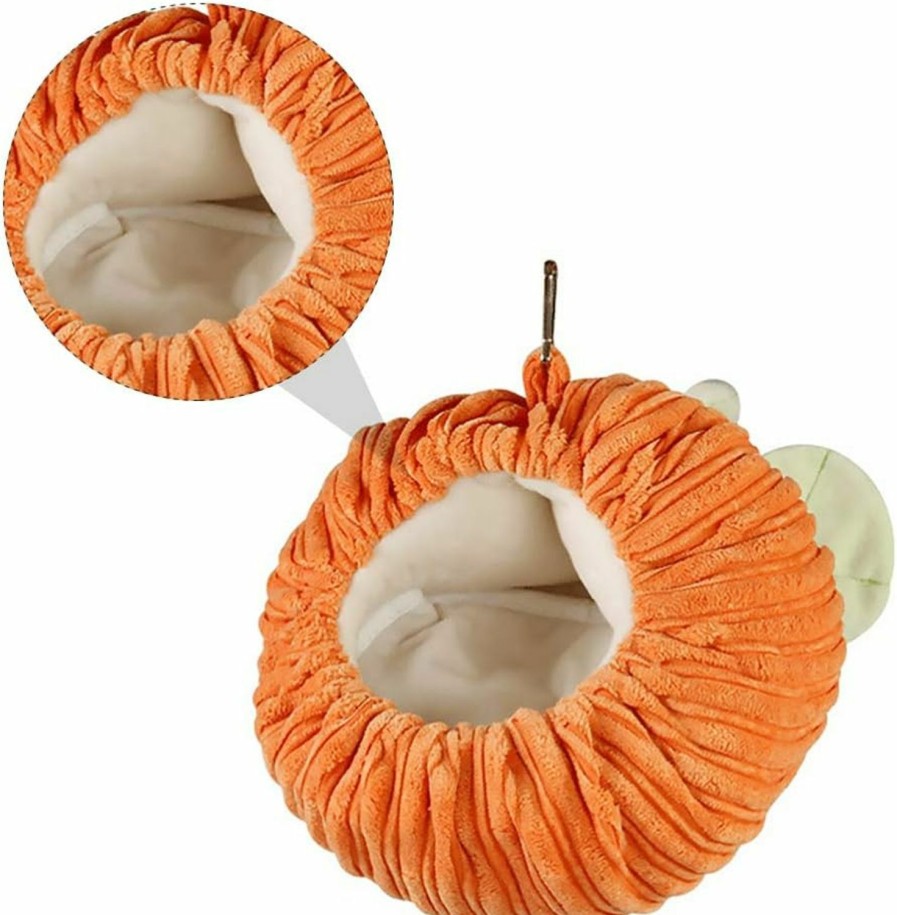 Small Animal balacoo | Balacoo Hamster Cage Hammock Warm Winter Pumpkin Shape Flannel Guinea Pig Hanging Cage Hedgehog Nest Soft Bed For Halloween Small Pet Animals (Orange)