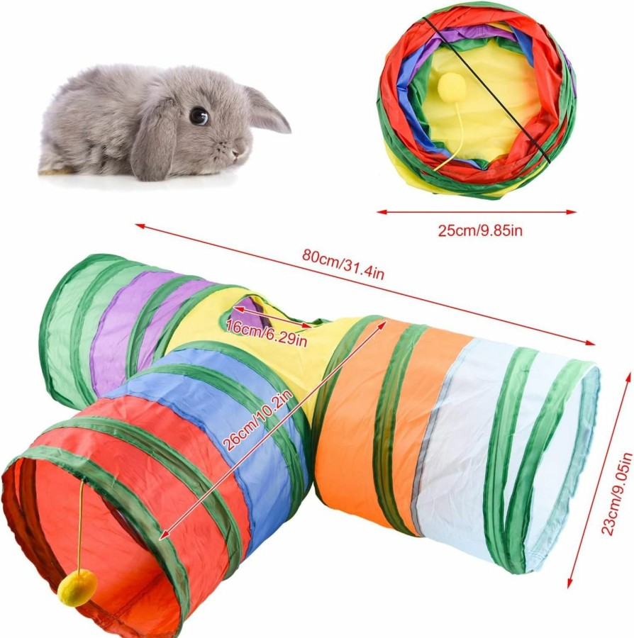 Small Animal WXJ13 | Wxj13 Bunny Tunnels Cat Tube Collapsible 3 Way Rabbit Tunnels For Indoor Bunnies Bunny Hideout Small Animal Tunnel Tubes Hideout Extra Hideaway Toys Rabbits Bunny Guinea Pigs Kitty,Colorful