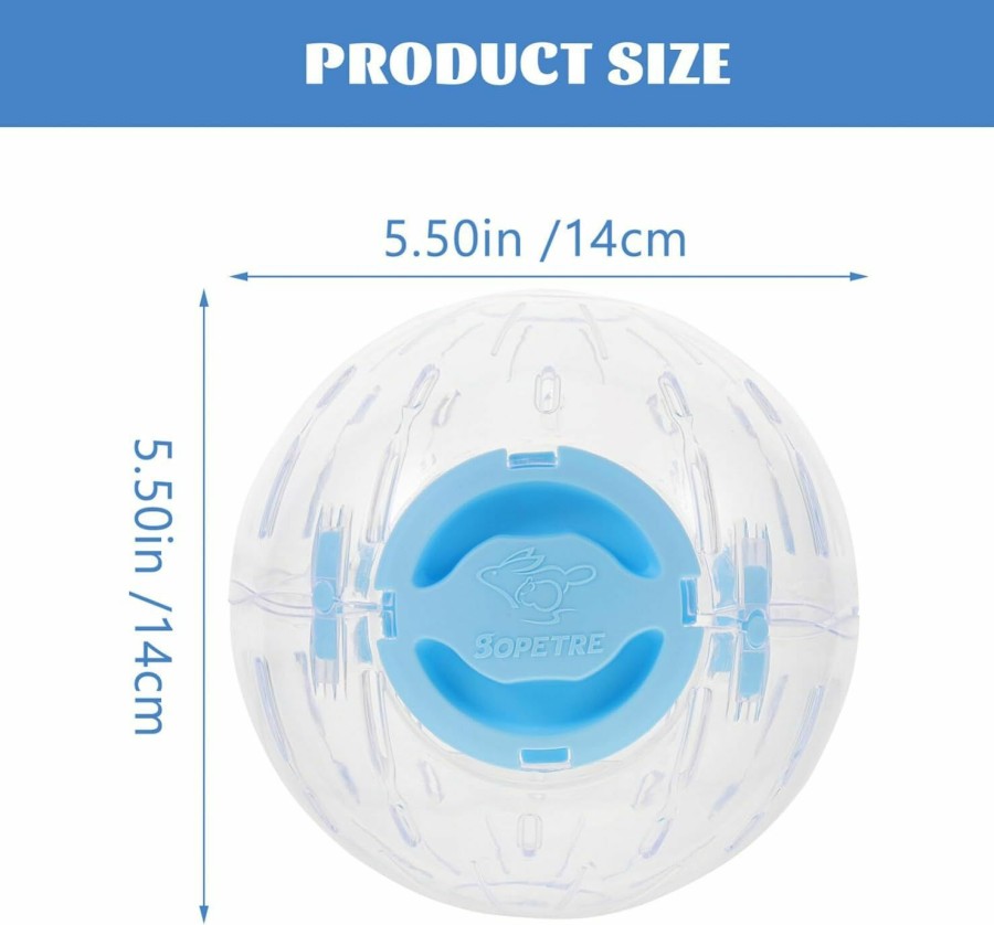 Small Animal balacoo | Balacoo Hamster Exercise Ball, Crystal Hamster Ball Silent Hamster Wheel Transparent Hamster Running Ball For Small Animal Cage Accessories