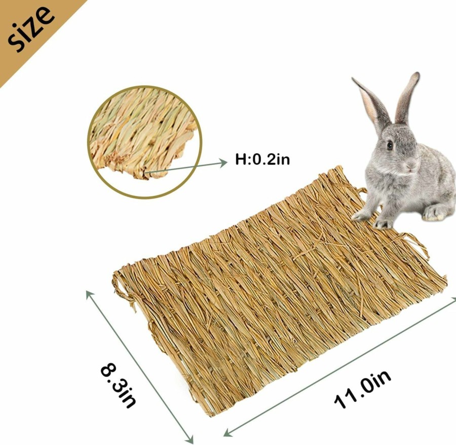 Small Animal MUYG | Muyg Rabbit Grass Mat, Grass Mats For Rabbits Bunny Natural Straw Woven Bed Small Animal Hay Matt Sleeping, Chewing, Nesting And Toys For Guinea Pig Hamster And Rat Bed Mat (6 Pcs)