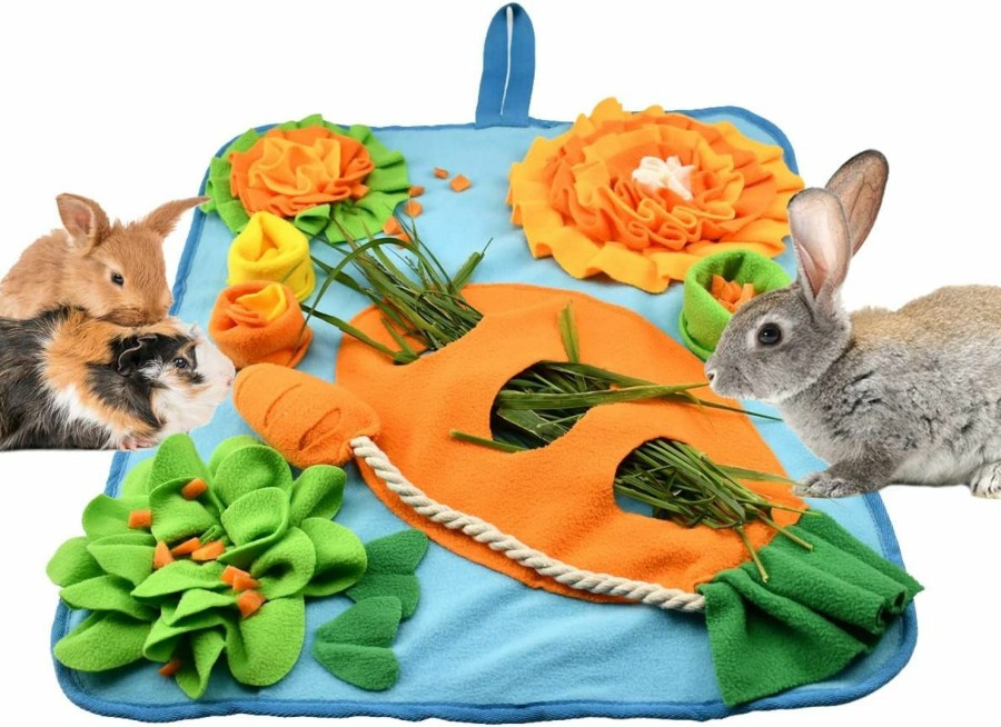 Small Animal Vehomy | Vehomy 24\"X20\" Rabbit Foraging Mat For Bunny Pet Bunny Guinea Pigs Polar Fleece Snuffle Mat Pad Small Animal Interactive Feeding Mat Bed For Rabbits Guinea Pigs Ferrets