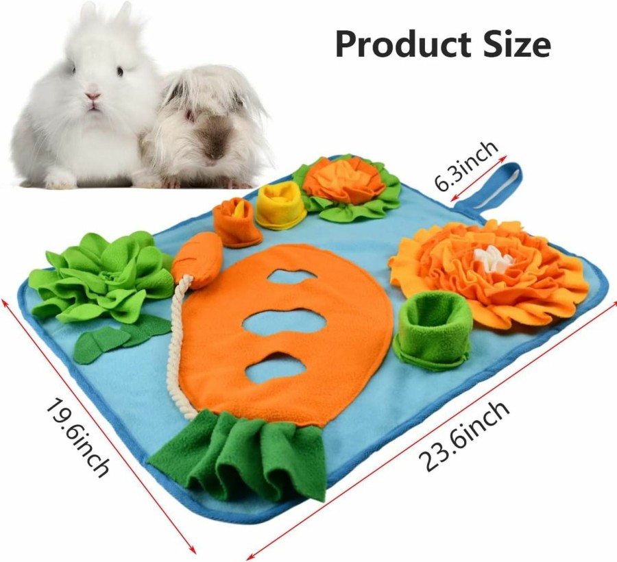 Small Animal Vehomy | Vehomy 24\"X20\" Rabbit Foraging Mat For Bunny Pet Bunny Guinea Pigs Polar Fleece Snuffle Mat Pad Small Animal Interactive Feeding Mat Bed For Rabbits Guinea Pigs Ferrets