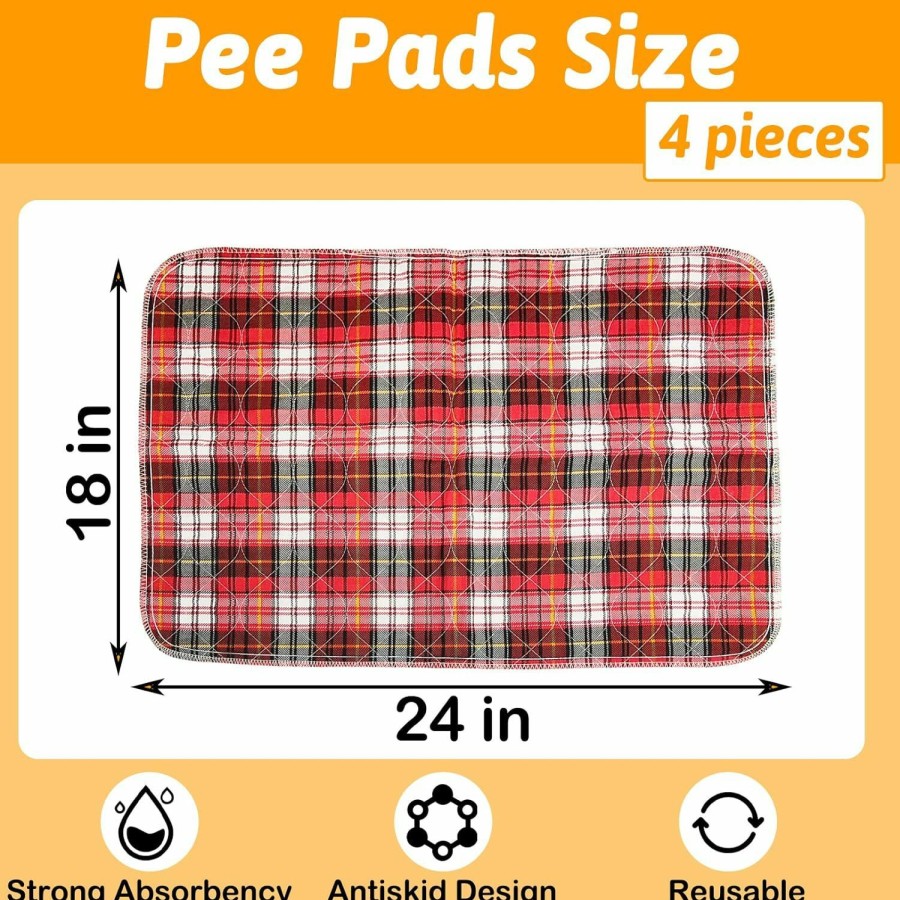 Small Animal kathson | Kathson 4Pcs Guinea Pig Cage Liner, 18"X24" Washable Rabbit Pee Pads Waterproof Reusable Pee Mats For Guinea Pig Rabbit Bunny Hamster Cat Puppy Small Animals