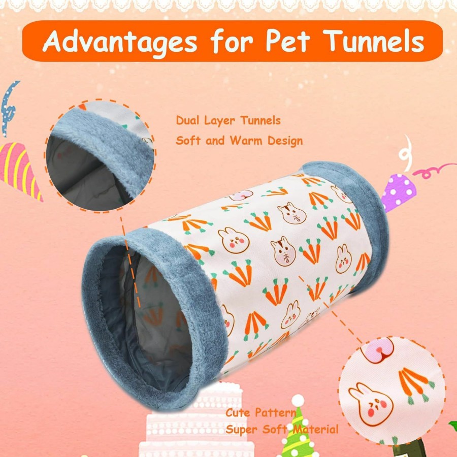 Small Animal AFYHH | Afyhh Guinea-Pig Rabbit Tunnel-Tube Toys - Bunny Hamster Hideout Small Animal Activity Tunnels Hideaway Accessoies For Dwarf Rabbits Guinea Pigs Kitty (Pink)