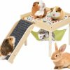 Small Animal ZibugZag | Zibugzag Guinea Pig Hammock With Platform, Wooden Guinea Pig Hideout With Ramps, Guinea Pig Castle With Stairs For Small Animals Hamsters Chinchilla Hedgehog Rat Ferret Bunny