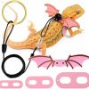 Small Animal ZukoCert | 3 Size Pack Bearded Dragon Leashes And Harnesses, Bearded Dragon Harness, Soft Leather Detachable Adjustable Reptile Lizard Wing Leash