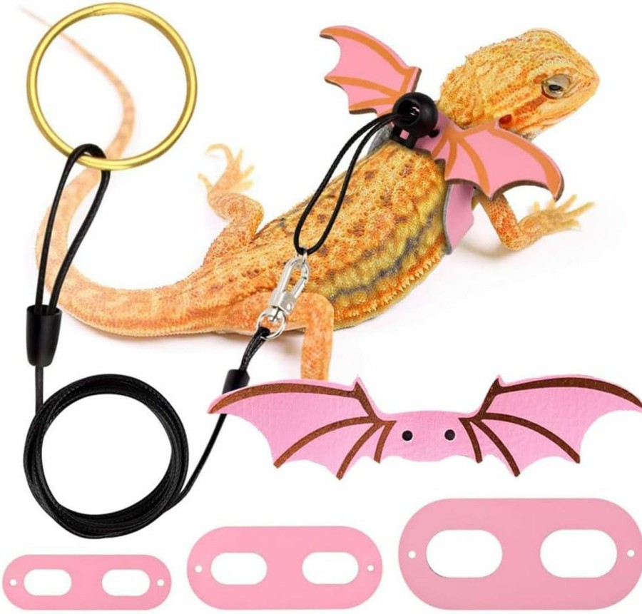 Small Animal ZukoCert | 3 Size Pack Bearded Dragon Leashes And Harnesses, Bearded Dragon Harness, Soft Leather Detachable Adjustable Reptile Lizard Wing Leash