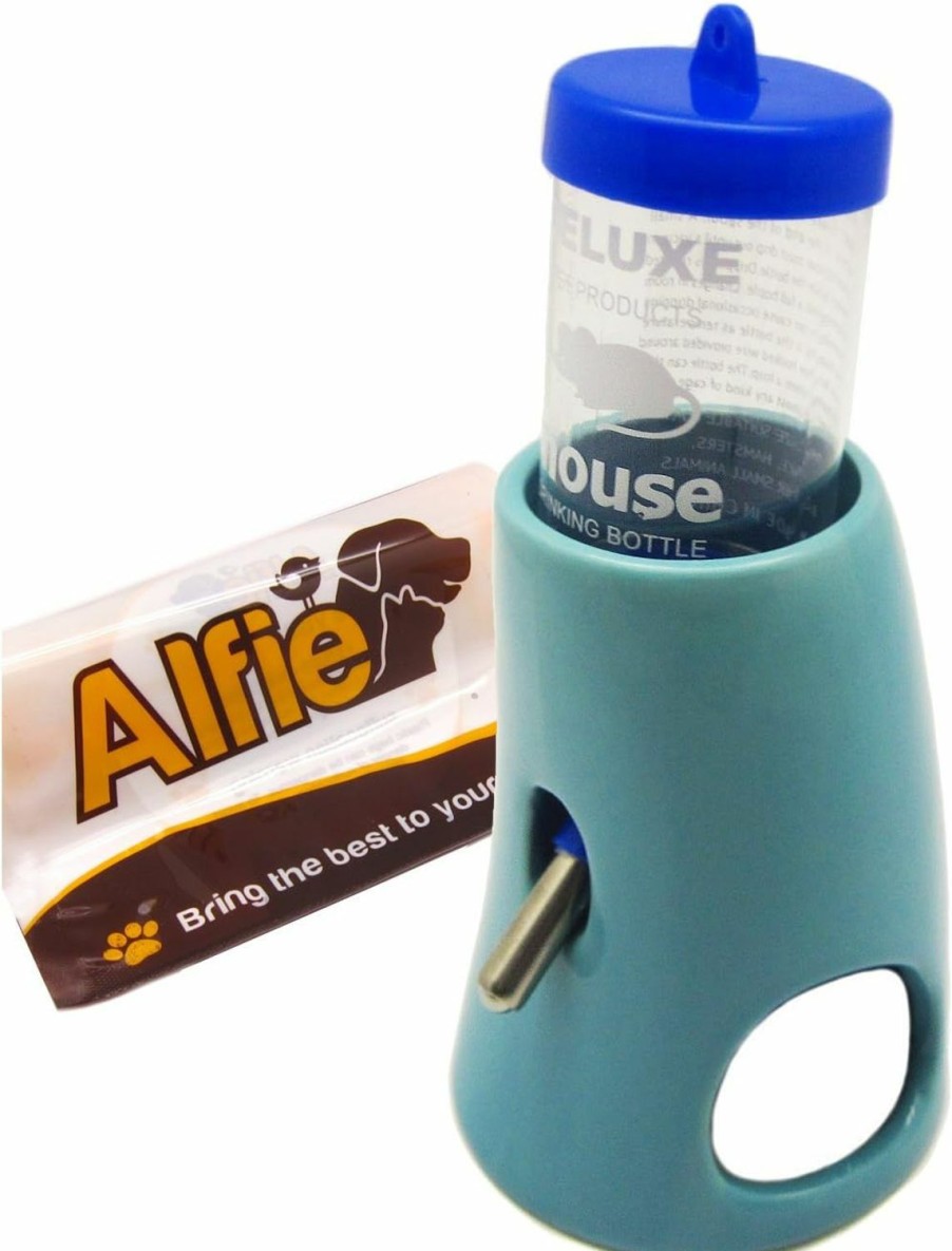 Small Animal Alfie | Alfie Pet - 2-In-1 Water Bottle With Hut For Small Pets Like Dwarf Hamster And Mouse - Color: Blue