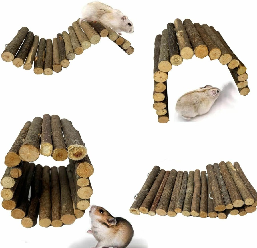 Small Animal Hamiledyi | Hamiledyi Wooden Ladder Bridge, Mouse Rest Play Hiding Toy, Rodents Wooden House Guinea Pig Climbing Ladder Chews Toy For Small Animals Rat Syrian Hamster Squirrel Chinchilla Hedgehog3Pcs