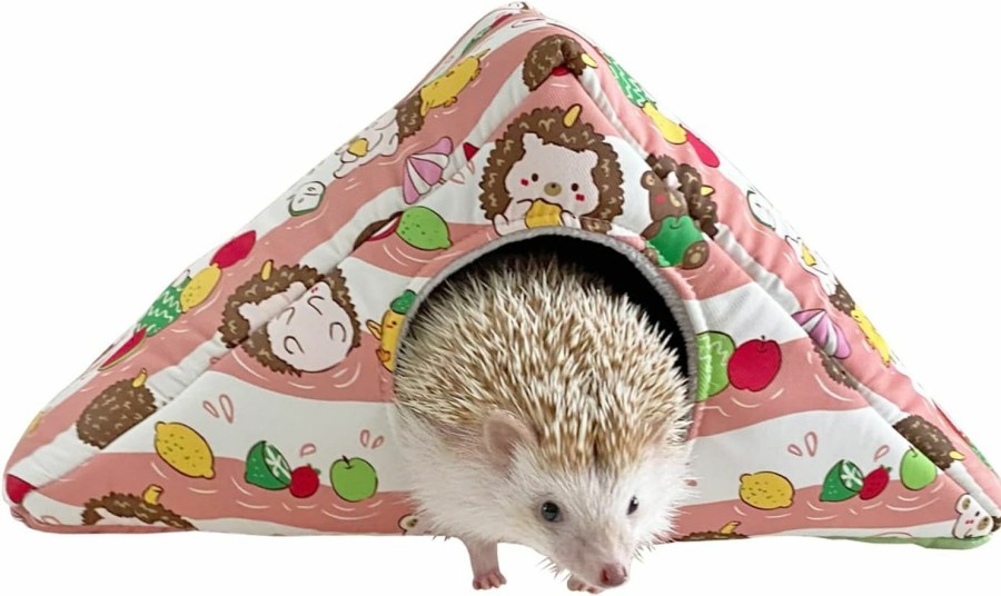 Small Animal Ymid Select | Hedgehog Fleece Corner Hideout Cave Collapsible Pet Play Toy Tunnel Tube Warm House Hidey Hut For Sugar Glider Ferret Hamster Small Animal Beds (Green/Green)