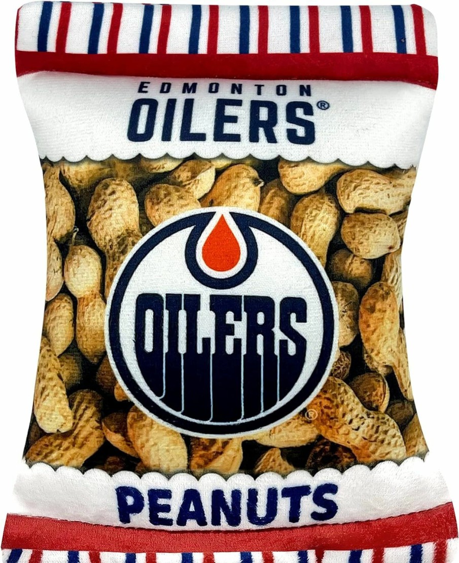 Small Animal Pets First | Pets First Nhl Edmonton Oilers Crinkle Fine Plush Dog & Cat Squeak Toy - Cutest Stadium Peanuts Snack Plush Toy For Dogs & Cats With Inner Squeaker & Beautiful Hockey Team Name/Logo