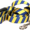 Small Animal Yellow Dog Design | Yellow Dog Design Team Spirit Blue And Yellow Ez-Grip Dog Leash-With Comfort Handle-Large-1\" And 5 Feet (60\")