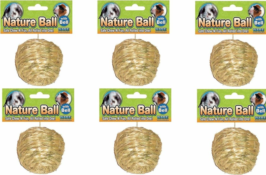 Small Animal Ware Manufacturing | (6 Pack) Ware Natural Sisal Ball Toy For Small Pets, Medium