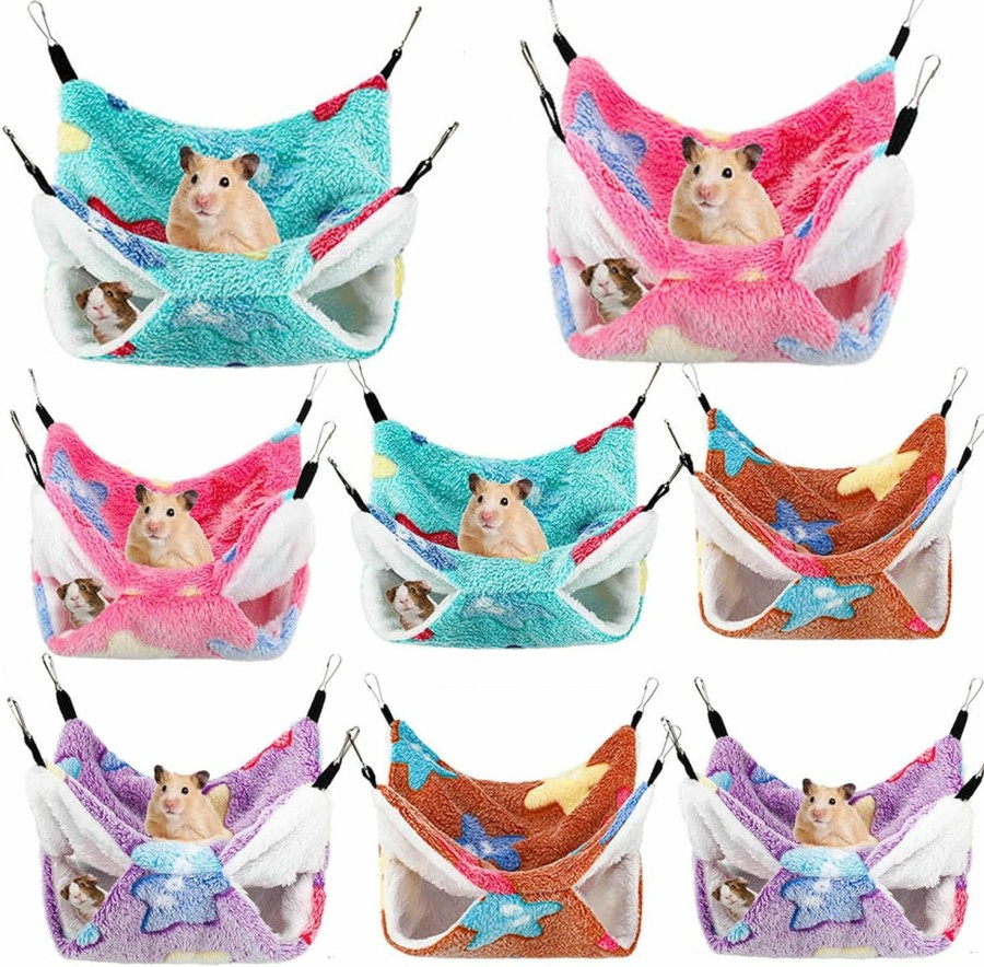 Small Animal Sadnyy | Sadnyy 8 Pcs Guinea Pig Rat Hammock For Cage Small Animal Hammock Ferret Hammock Double Layer Ferret Bed Pet Cage Hanging Hammock For Chinchilla Rat Reptiles Parrot Sugar Glider Ferret Squirrel