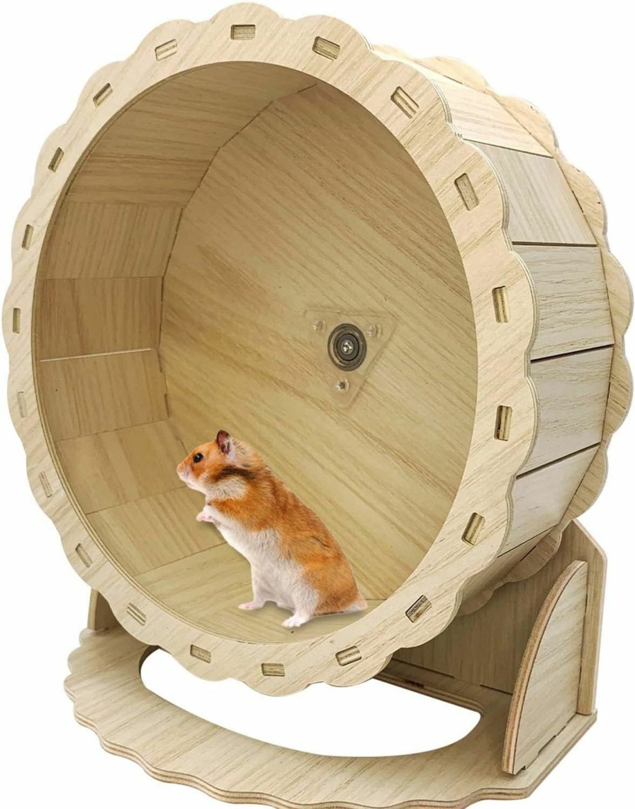 Small Animal Hamiledyi | Hamiledyi Hamster Wheels Wooden Small Pets Exercise Wheel Silent Hamster Running Wheel Mouse Running Spinner Wheel For Gerbil Mice Guinea Pigs Dwarf Syrian Hamster (8.26In)