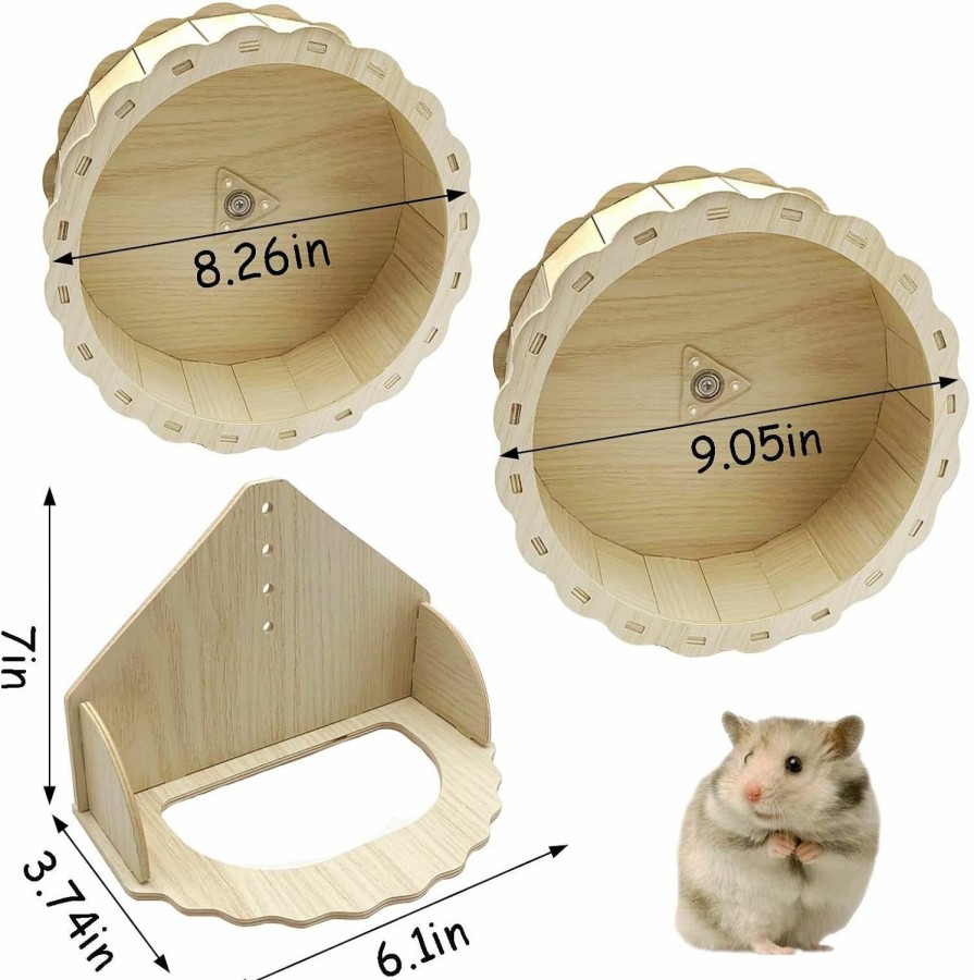 Small Animal Hamiledyi | Hamiledyi Hamster Wheels Wooden Small Pets Exercise Wheel Silent Hamster Running Wheel Mouse Running Spinner Wheel For Gerbil Mice Guinea Pigs Dwarf Syrian Hamster (8.26In)