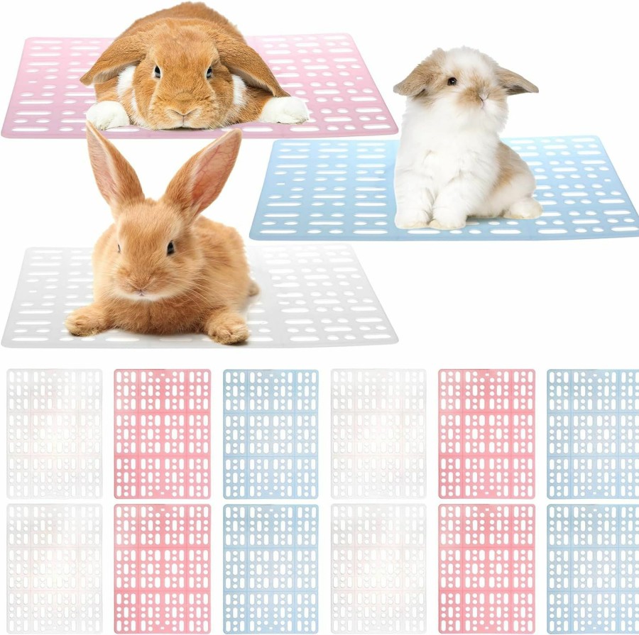 Small Animal Lyellfe | Lyellfe 12 Pack Plastic Rabbit Cage Mat, Durable Rabbit Floor Mat With Snap Joint, Foot Resting Pads For Pet Cats Dogs Bunny, Assorted Colors