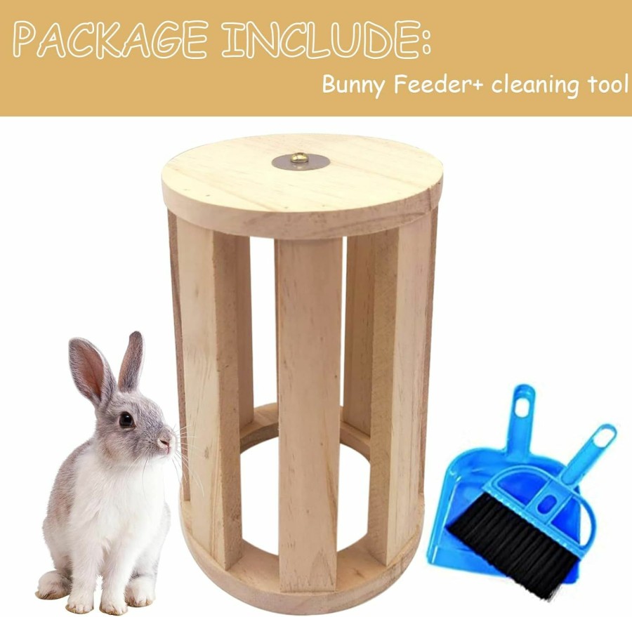 Small Animal Tfwadmx | Tfwadmx Rabbit Hay Feeder Rack Wooden Food Manger Grass Holder Cylindrical Feeding Hay Mange For Guinea Pigs Bunny Chinchilla Hamster Small Animals